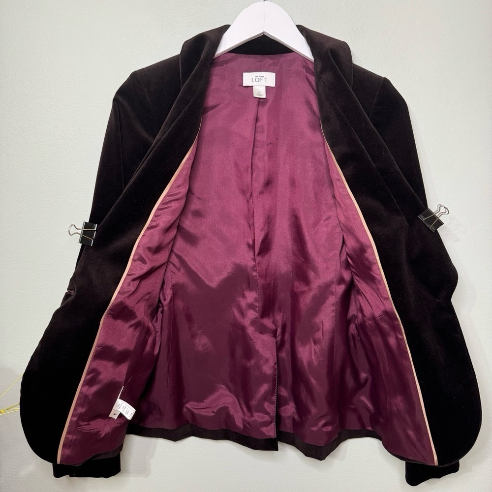 Ann Taylor LOFT Velvet Blazer Jacket One Button Size 0 - Picture 9 of 12